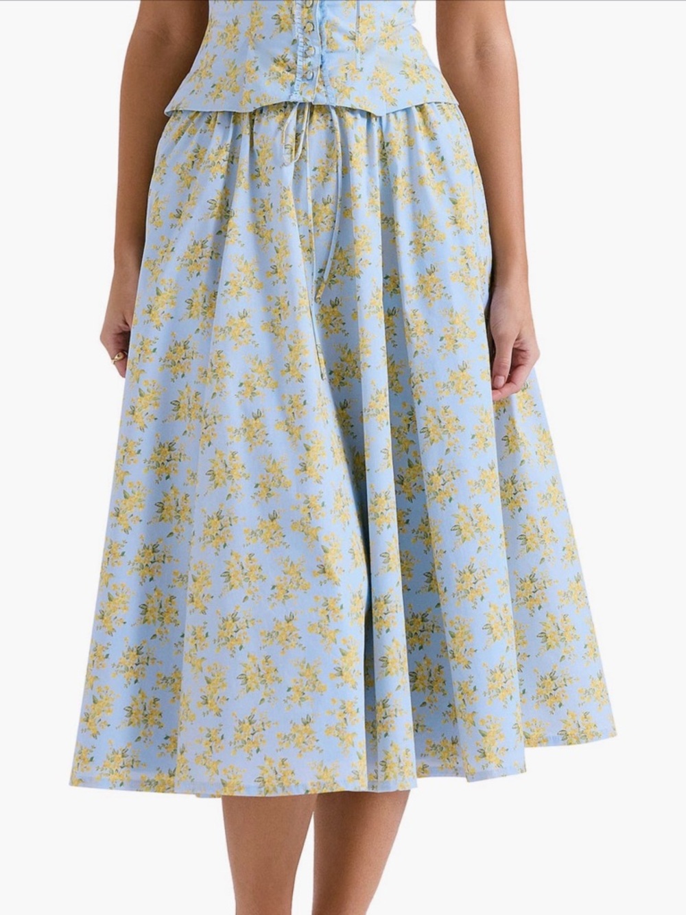 House of CB Cora Gathered Lace-Up Skirt